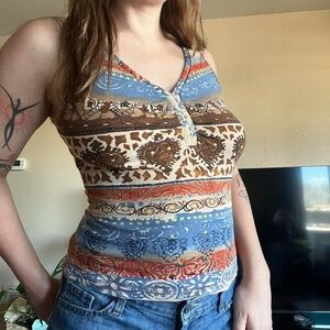 Bohemian Print Sleeveless Top